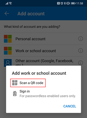 get qr code for microsoft authenticator
